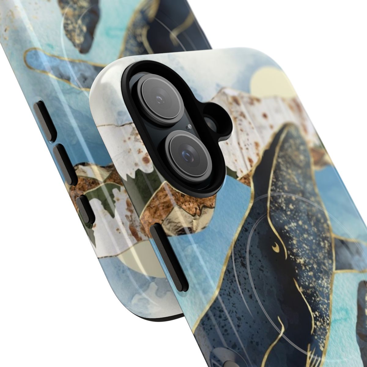 Watercolor-style phone case with magnetic closure and protective design - Detail