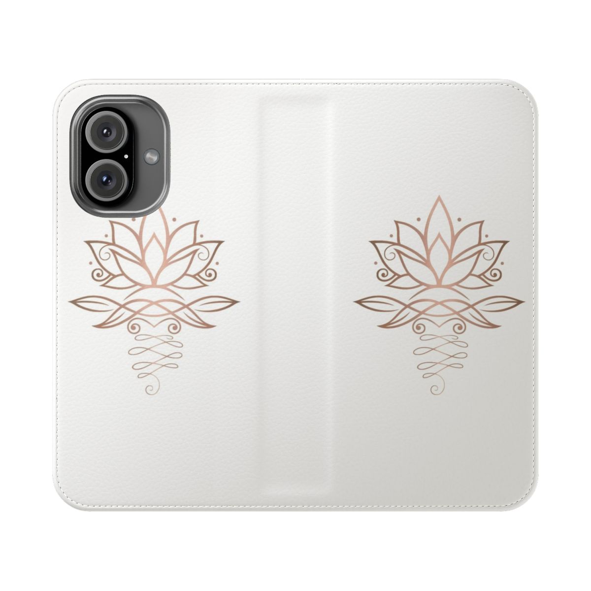 Lotus flower phone case in rose gold color with floral design