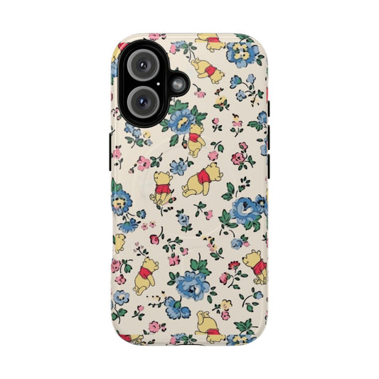 Floral bear pattern phone case with a cute, whimsical design