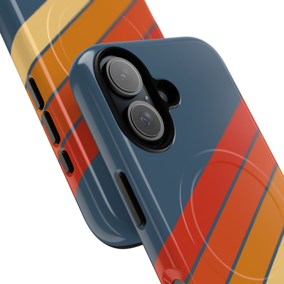 Retro 70s style striped tough and magnetic phone case - Detail