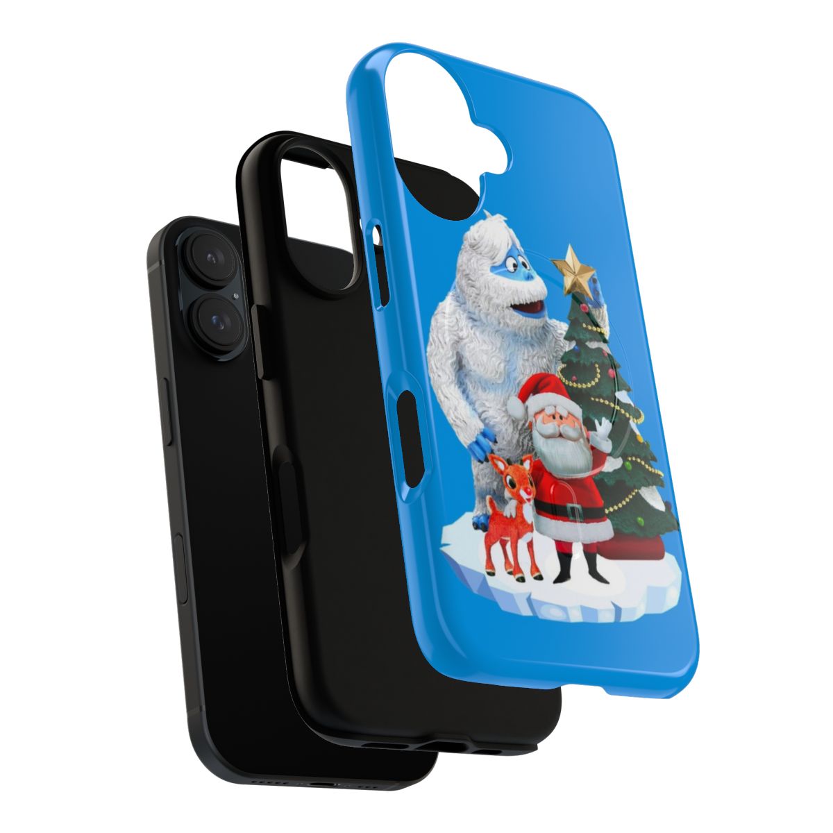 Festive magnetic phone case featuring Bumble, Rudolph, and Santa Claus characters from the classic Rankin/Bass Christmas special - Layers