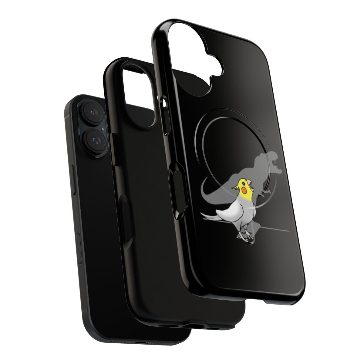 Dinosaur shadow silhouette design on a cockatiel phone case - Layers