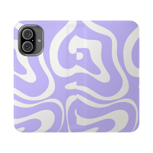 Retro abstract swirl pattern in light purple and white on a phone case