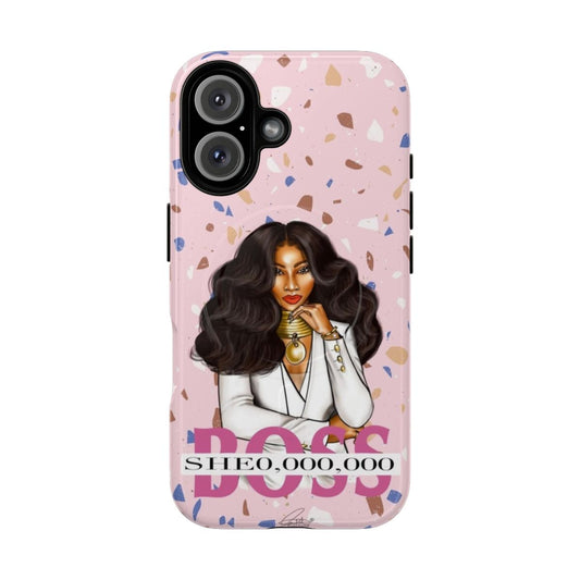 Stylish magnetic tough phone cases featuring black girl magic, glam illustrations, and melanin beauty designs.