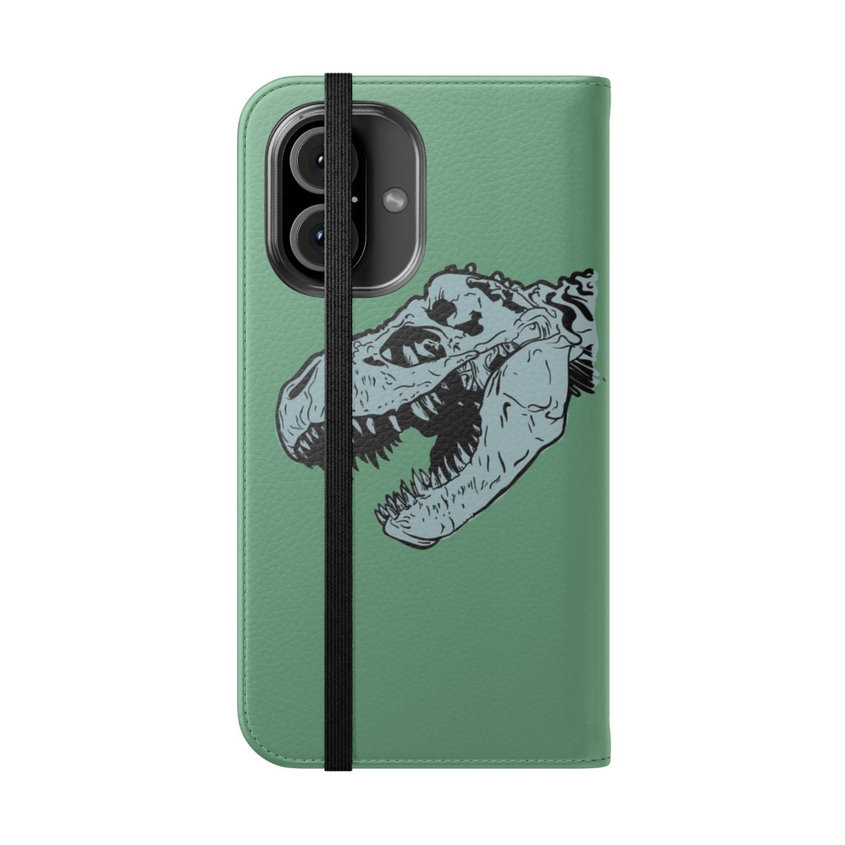 Tyrannosaurus rex dinosaur skeleton phone case - Folded Front