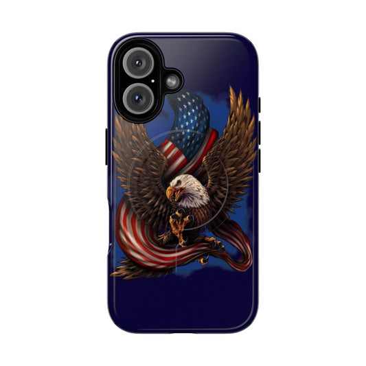 Patriotic phone case featuring a bald eagle and the American flag