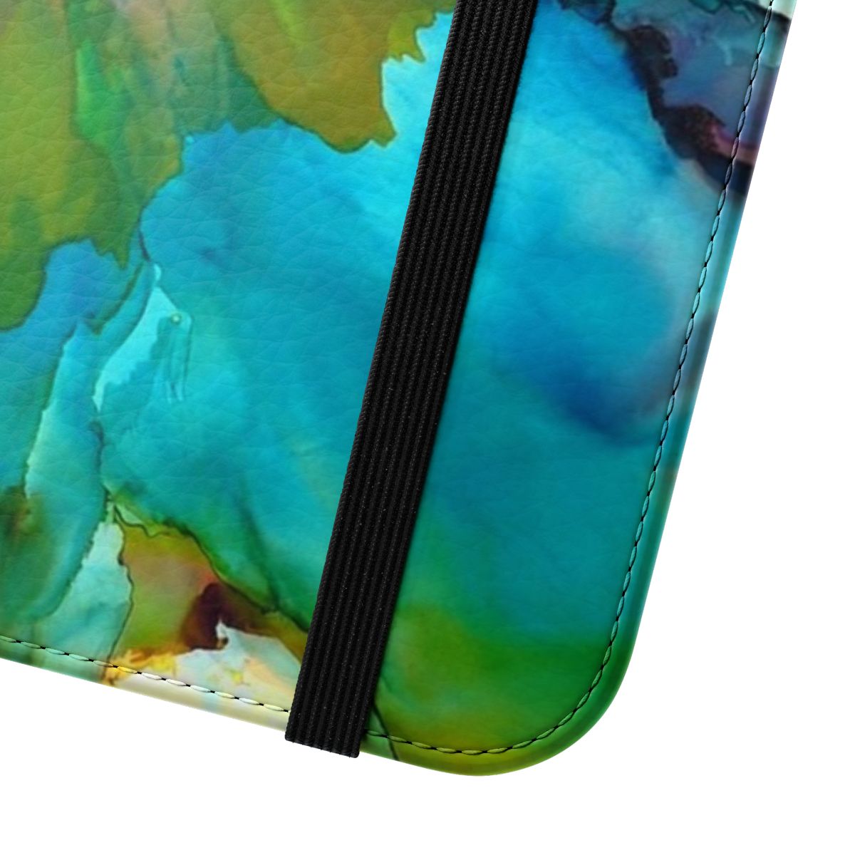 Vibrant and colorful floral phone case with an abstract, alcohol ink design - Close Up