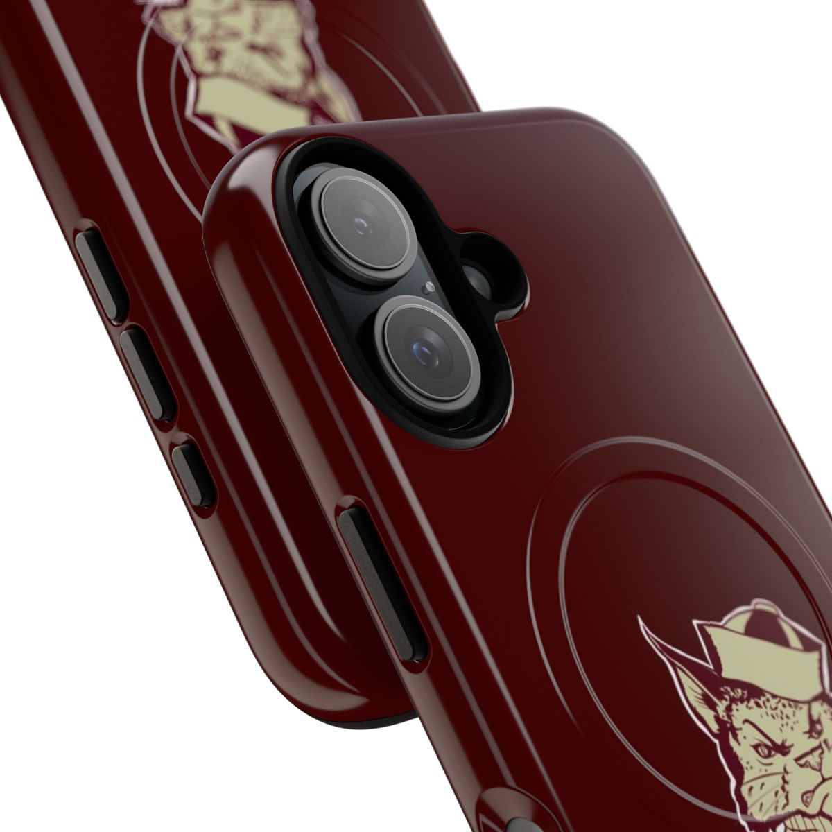 Retro-style magnetic tough phone case featuring the Texas State University logo - Detail