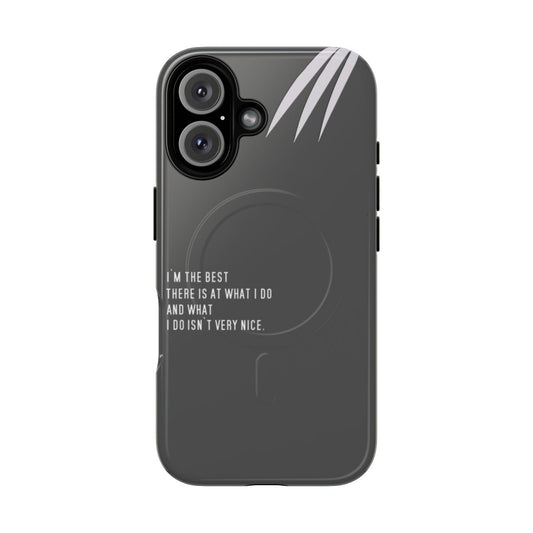 Tough magnetic phone case featuring a comic book hero design