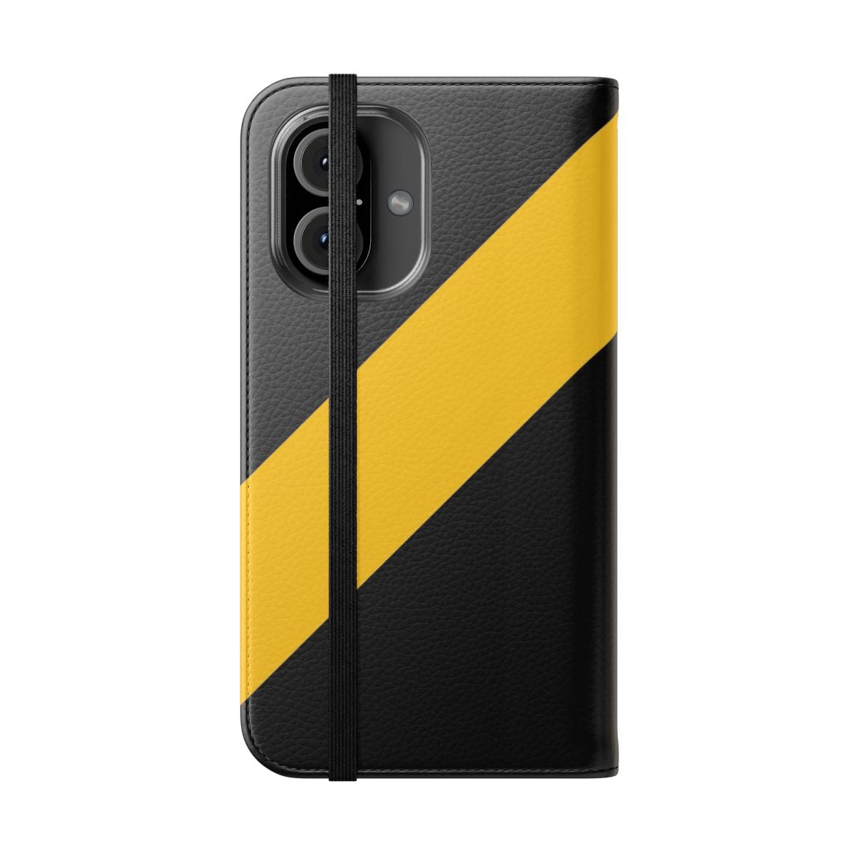 Yellow and black flip cover phone case with Richmond Tigers logo - Folded Front