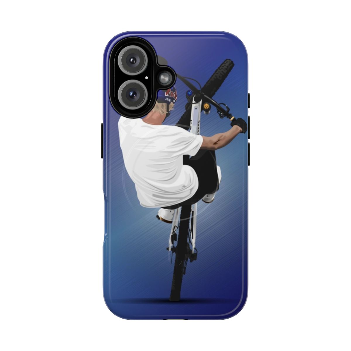 Tough phone case with mountain biking graphics for outdoor adventures