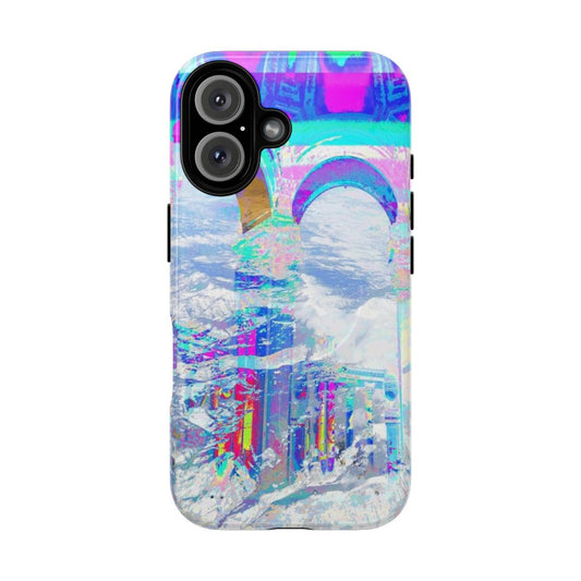 Colorful, abstract, psychedelic phone case design featuring swirling patterns and shapes