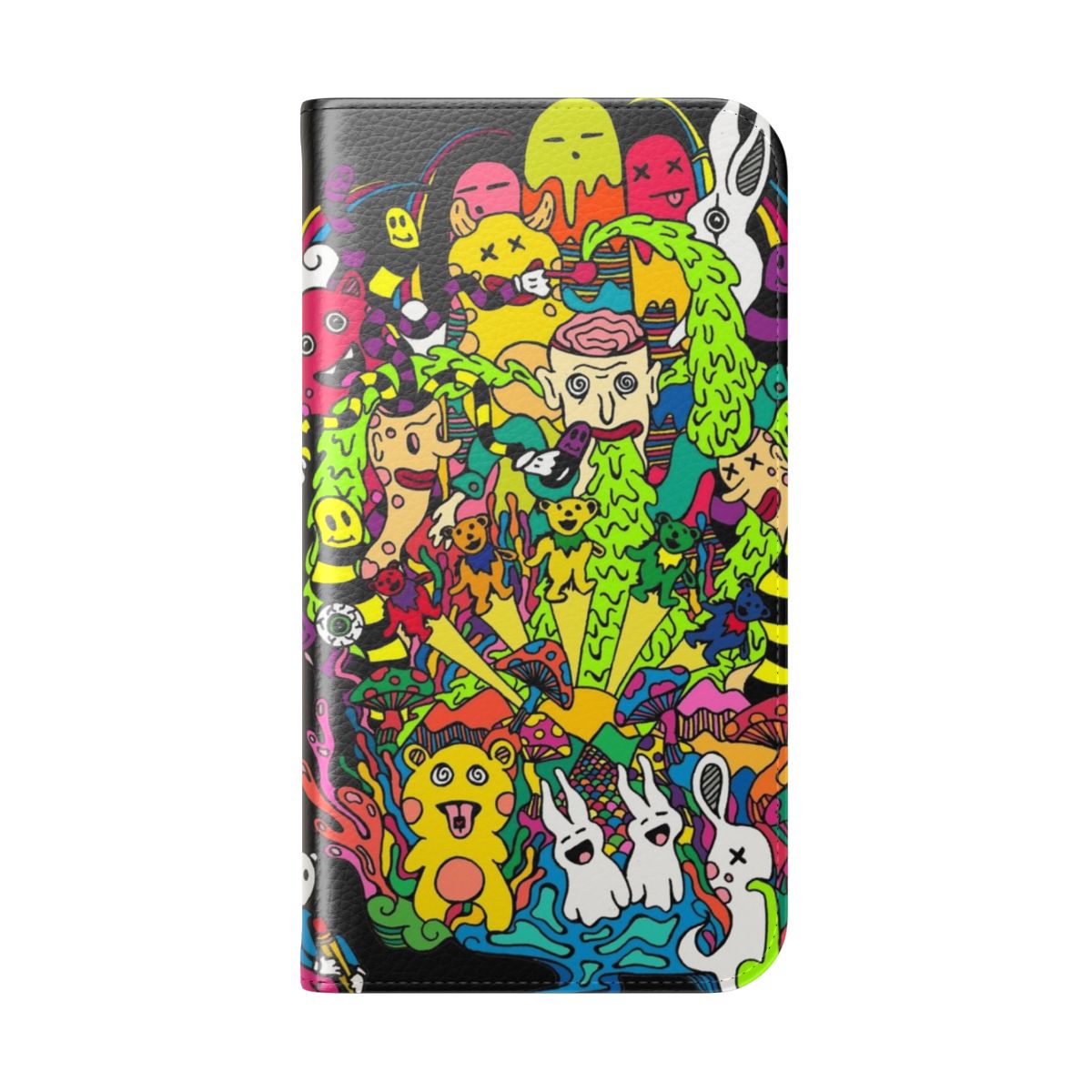 Colorful trippy psychedelic phone case with abstract, warp design - Folded Back