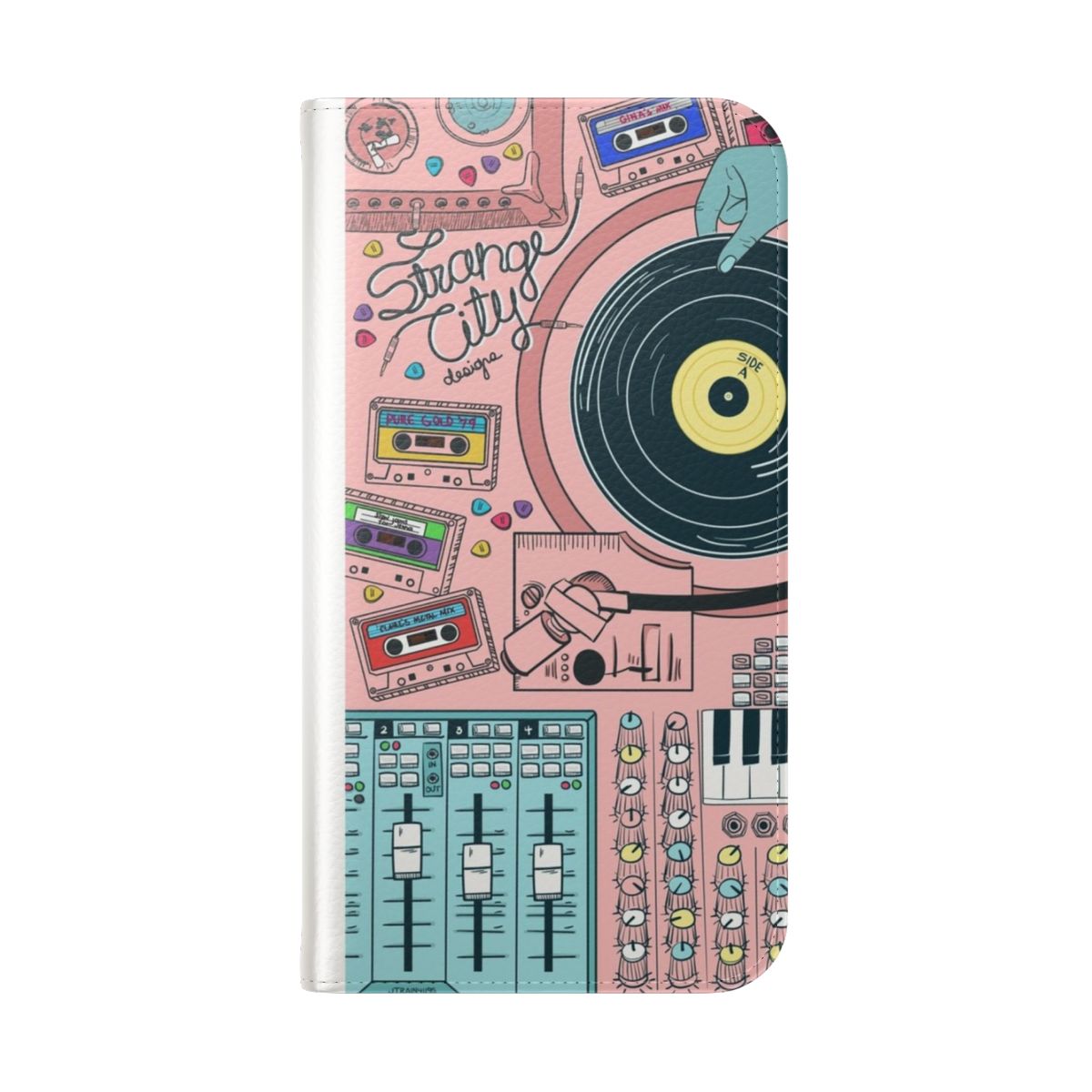 Abstract and surreal phone case with city and music elements - Folded Back