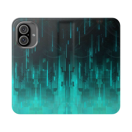 Cyberpunk geometric blue galaxy phone case