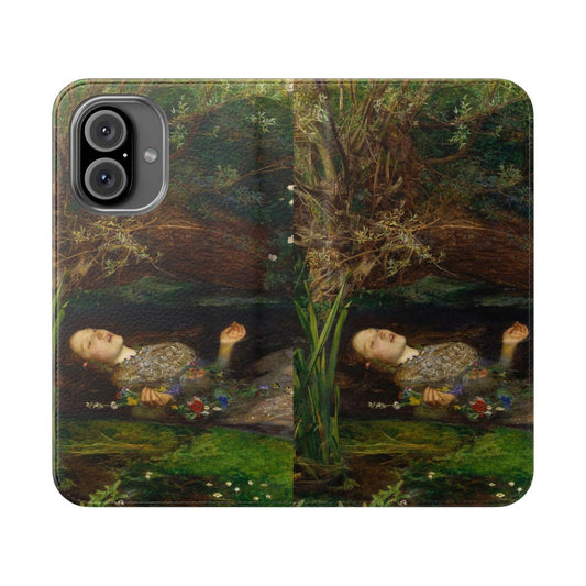 Ophelia Flip Cover Phone Case featuring the iconic Pre-Raphaelite painting by John Everett Millais