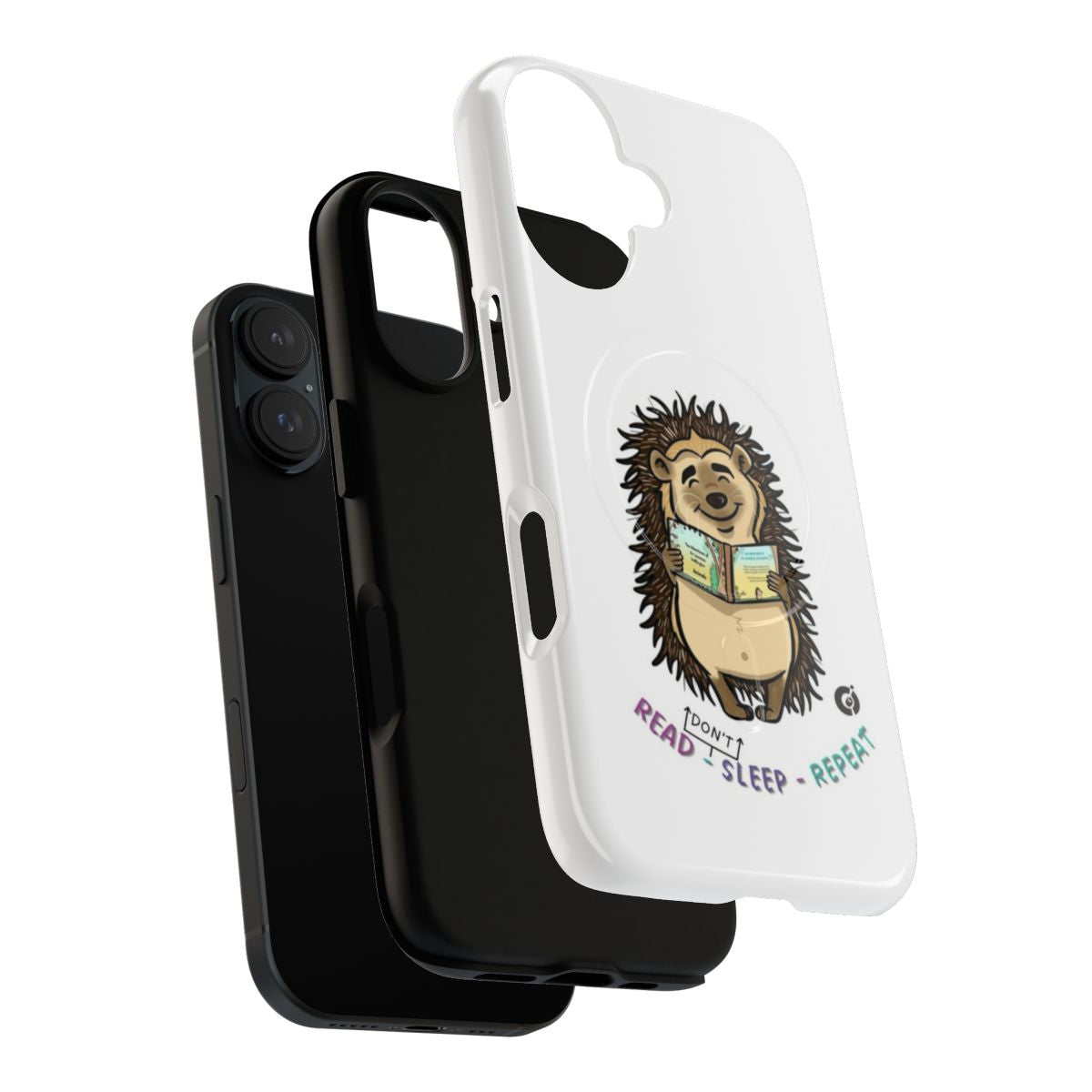 Magnetic tough phone case with a cute hedgehog character and the text "(Don't) Sleep - Repeat" - Layers