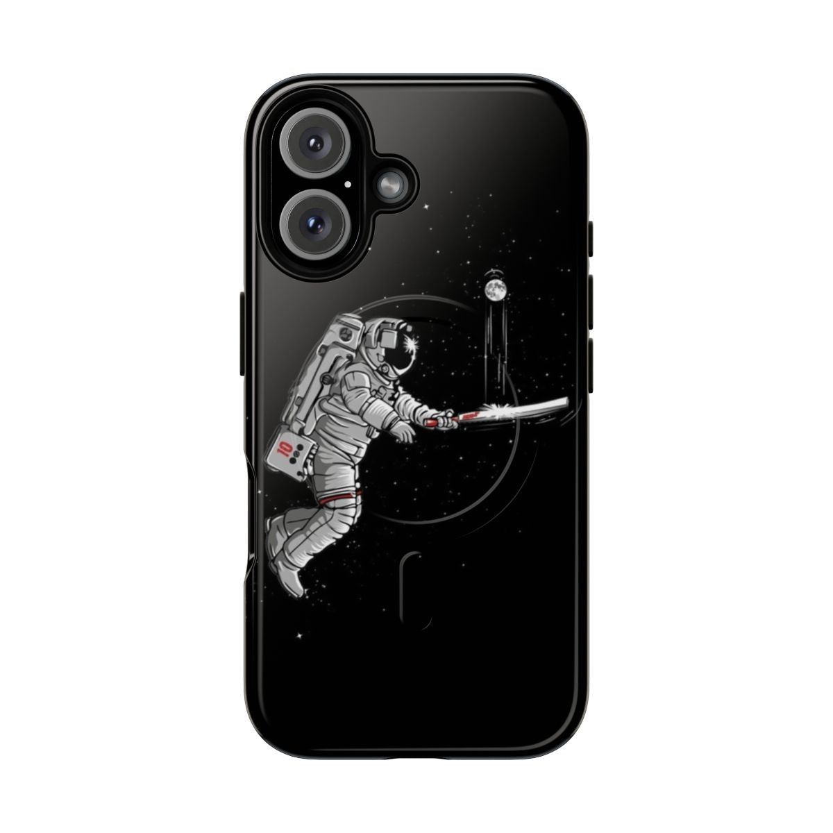 Magnetic protective phone case with a space cricket design