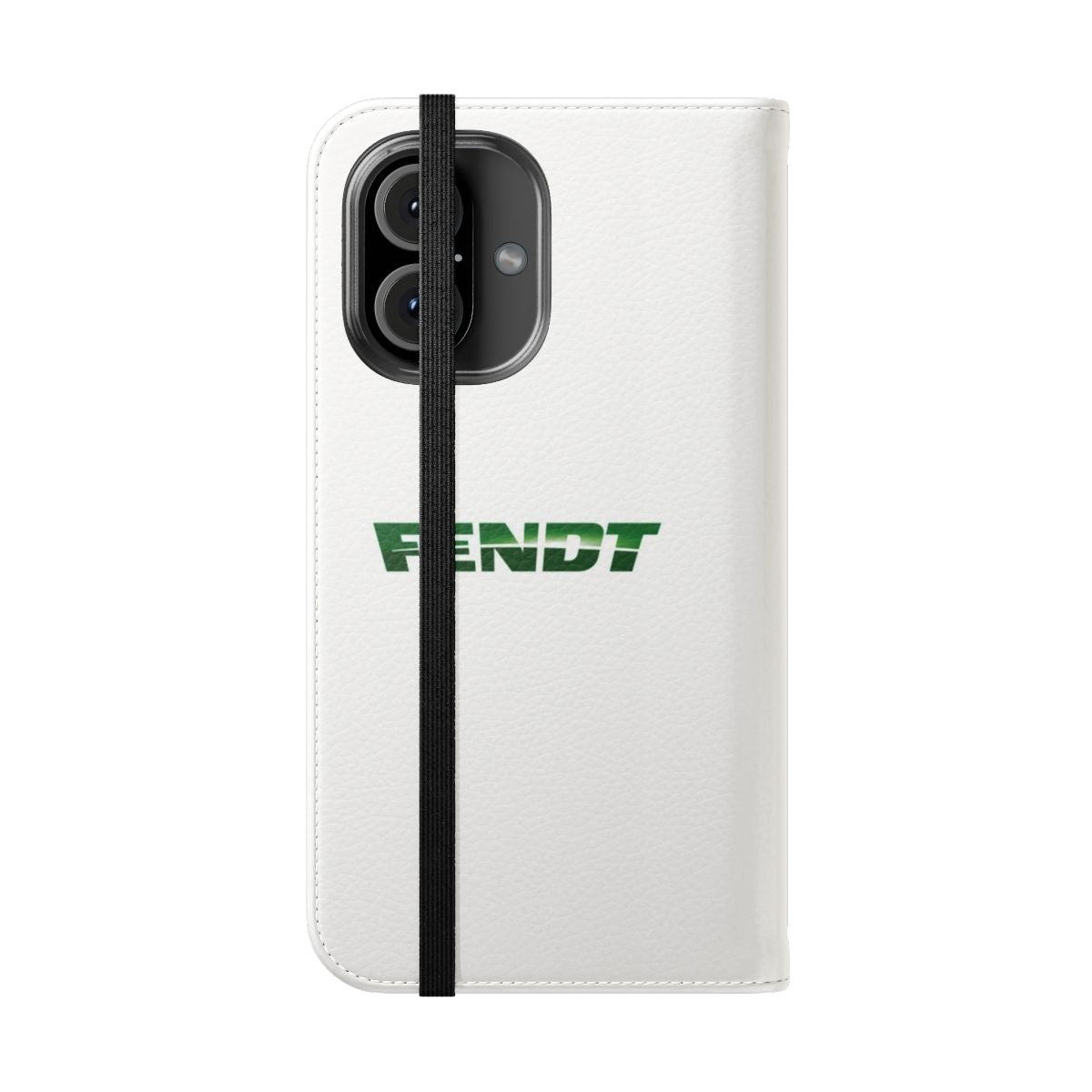 Fendt-inspired phone case with protective flip cover for tractor and farm equipment enthusiasts - Folded Front