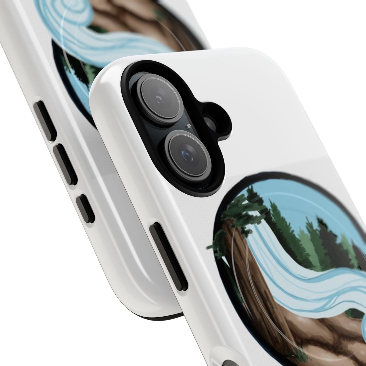 Magnetic tough phone case featuring a pine tree nature design - Detail