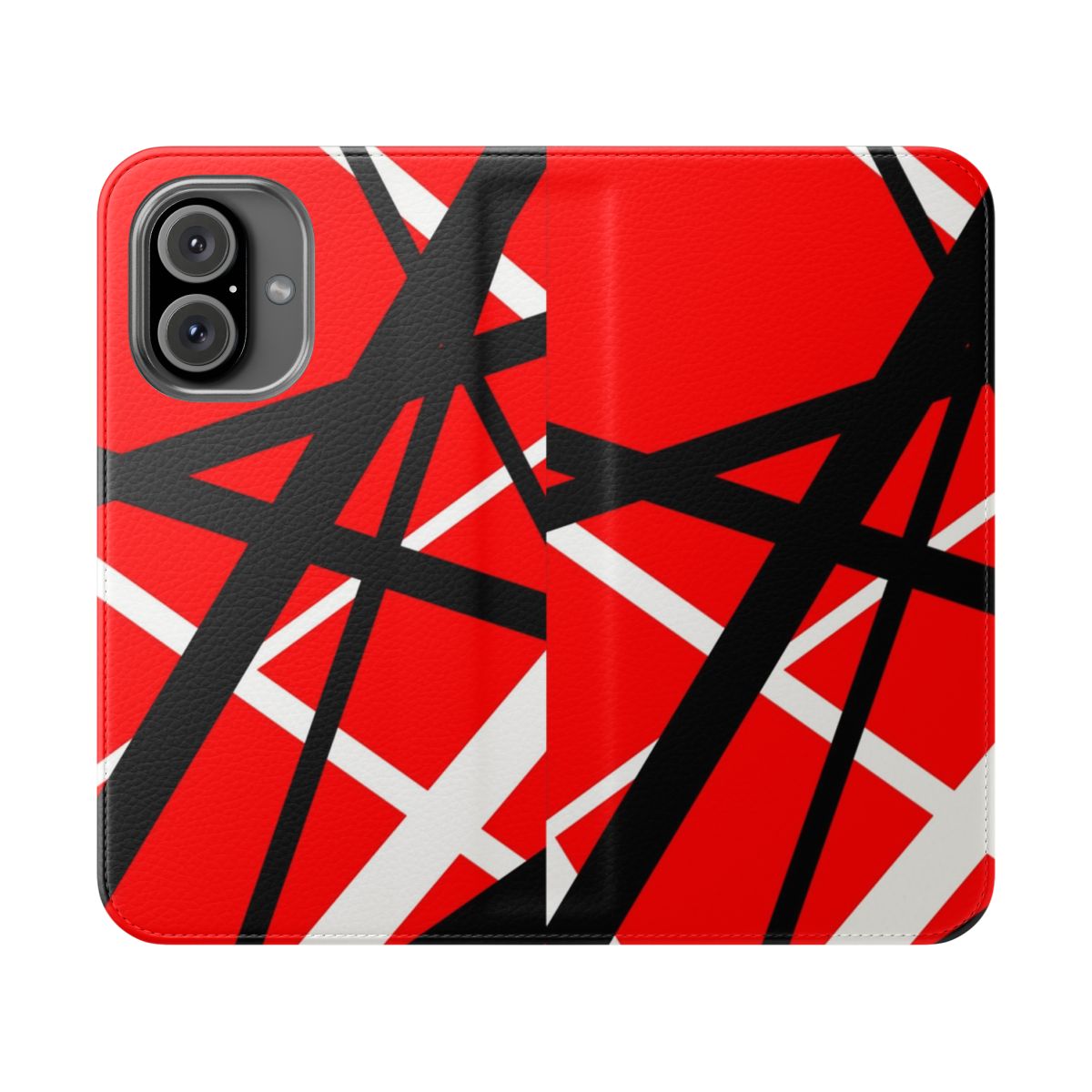 Flip cover phone case with Van Halen-inspired design