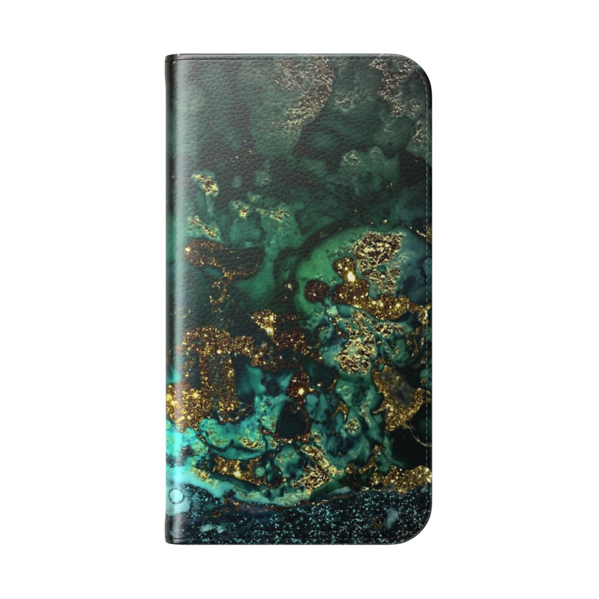 Faux malachite marble pattern phone case in gold, indigo, and trendy colors - Folded Back