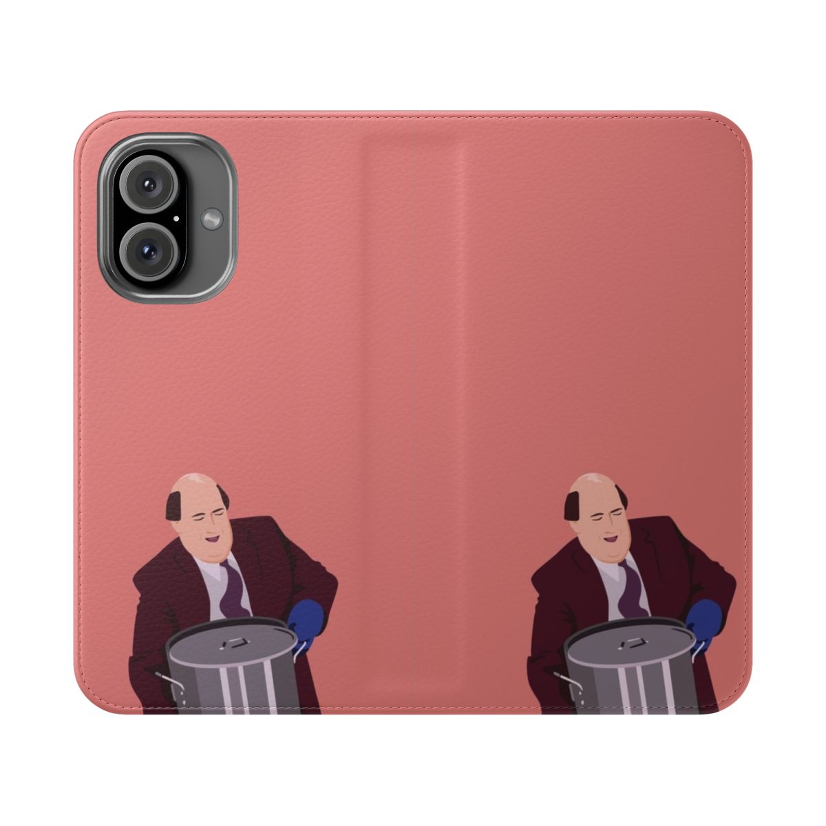 Flip phone case featuring a vibrant vector portrait of Kevin Malone from the popular TV show The Office.