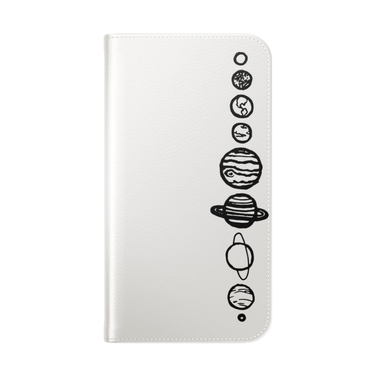 White phone case with planets, solar system, and space imagery - Folded Back