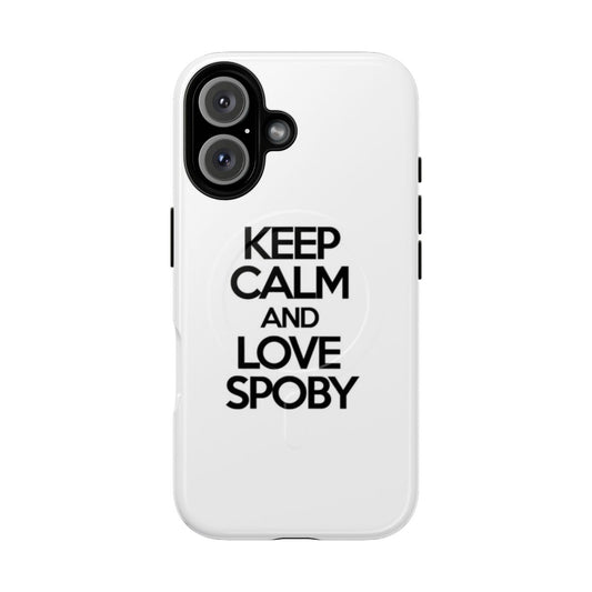 Magnetic phone case featuring the characters Spencer Hastings and Toby Cavanaugh from the TV series Pretty Little Liars