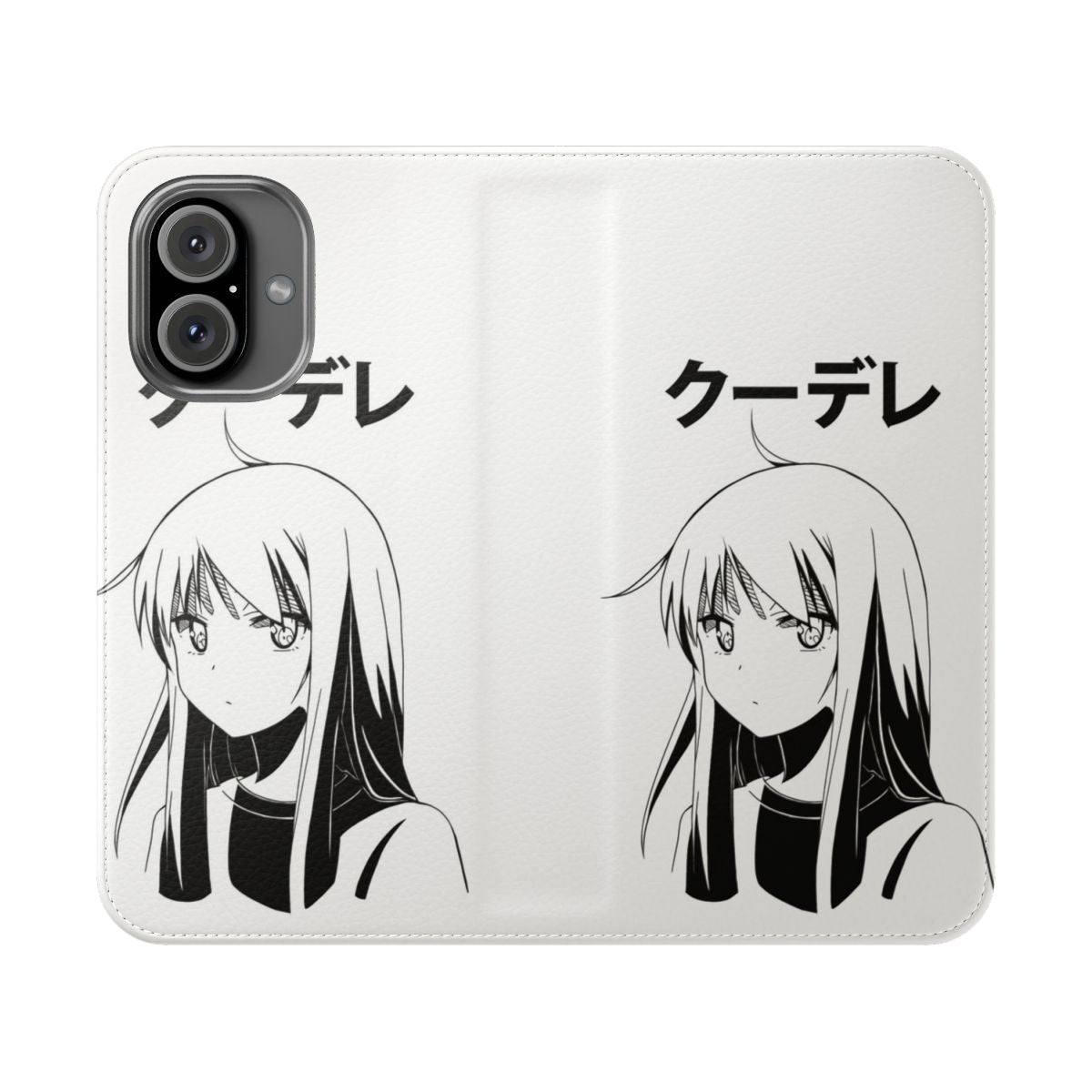 Anime-inspired flip cover phone case featuring the character Shiina Mashiro from the kuudere genre