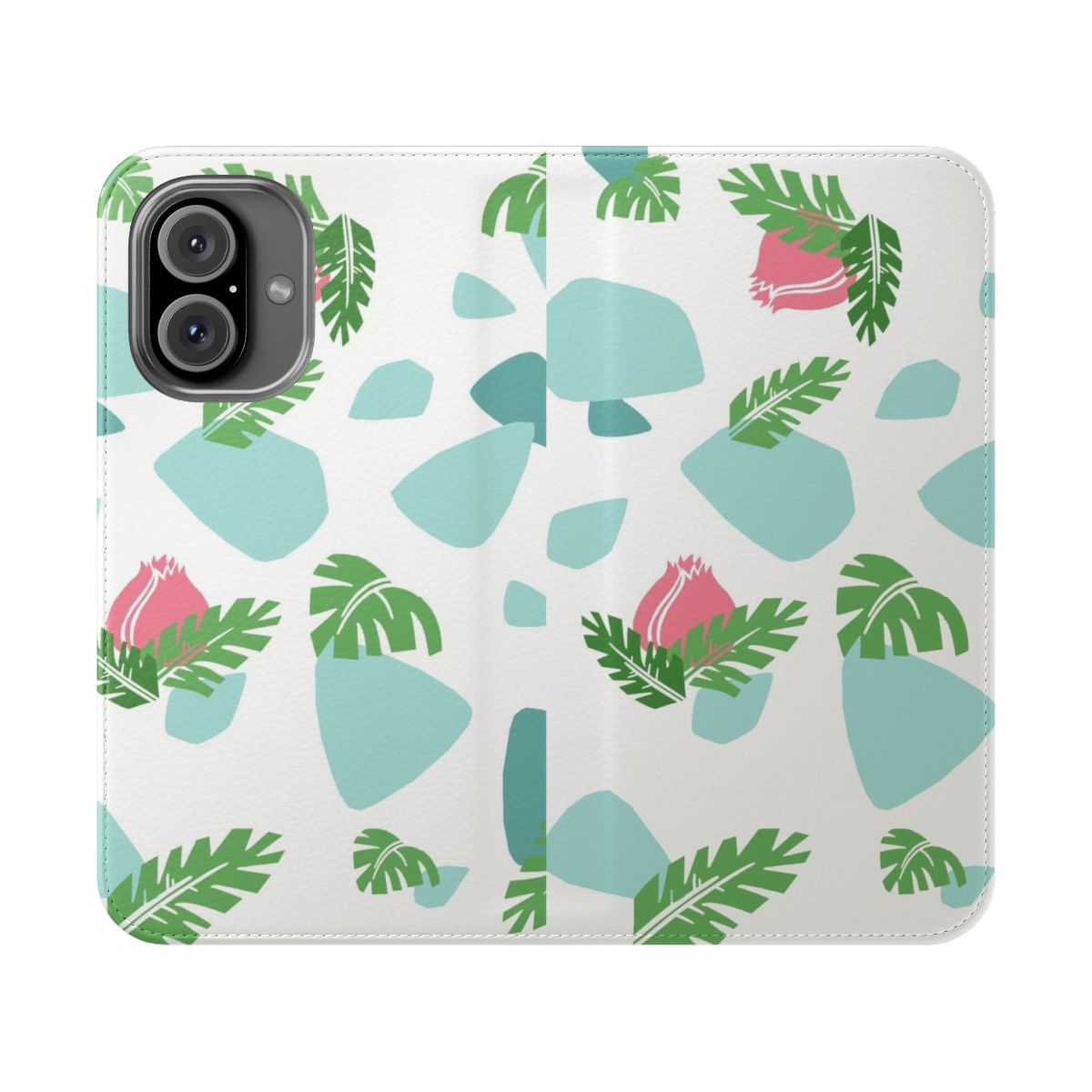 Flip phone case with an Ivysaur pattern, a Pokemon fan art design.