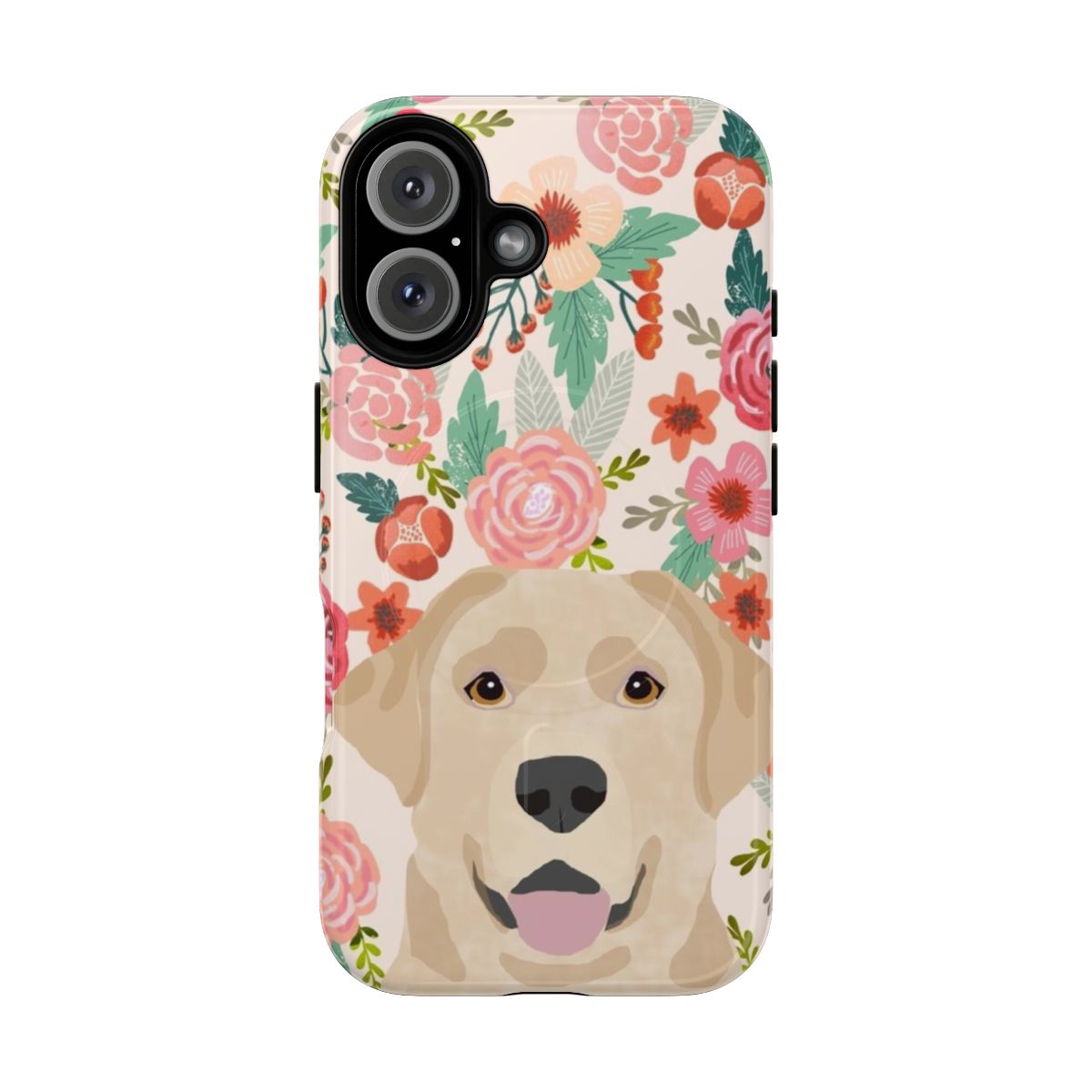 Floral pattern phone case with a Labrador Retriever dog breed design