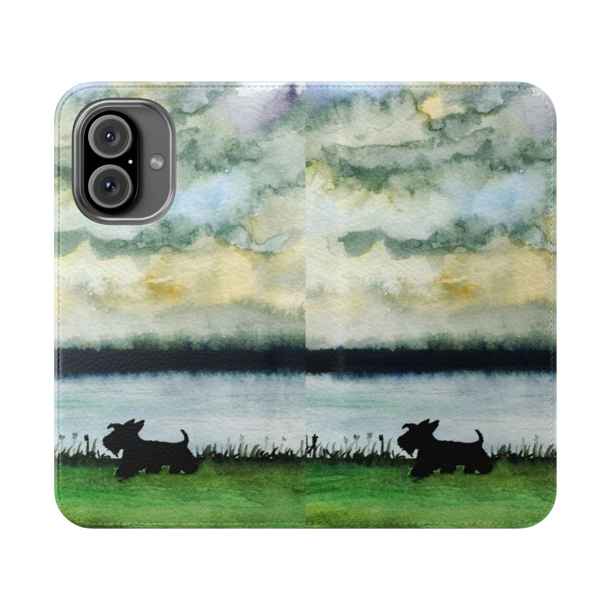 Scottie dog phone case with a cute, artistic design