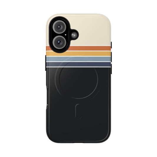 Stylish 70s retro stripes phone case with abstract, minimalist pattern