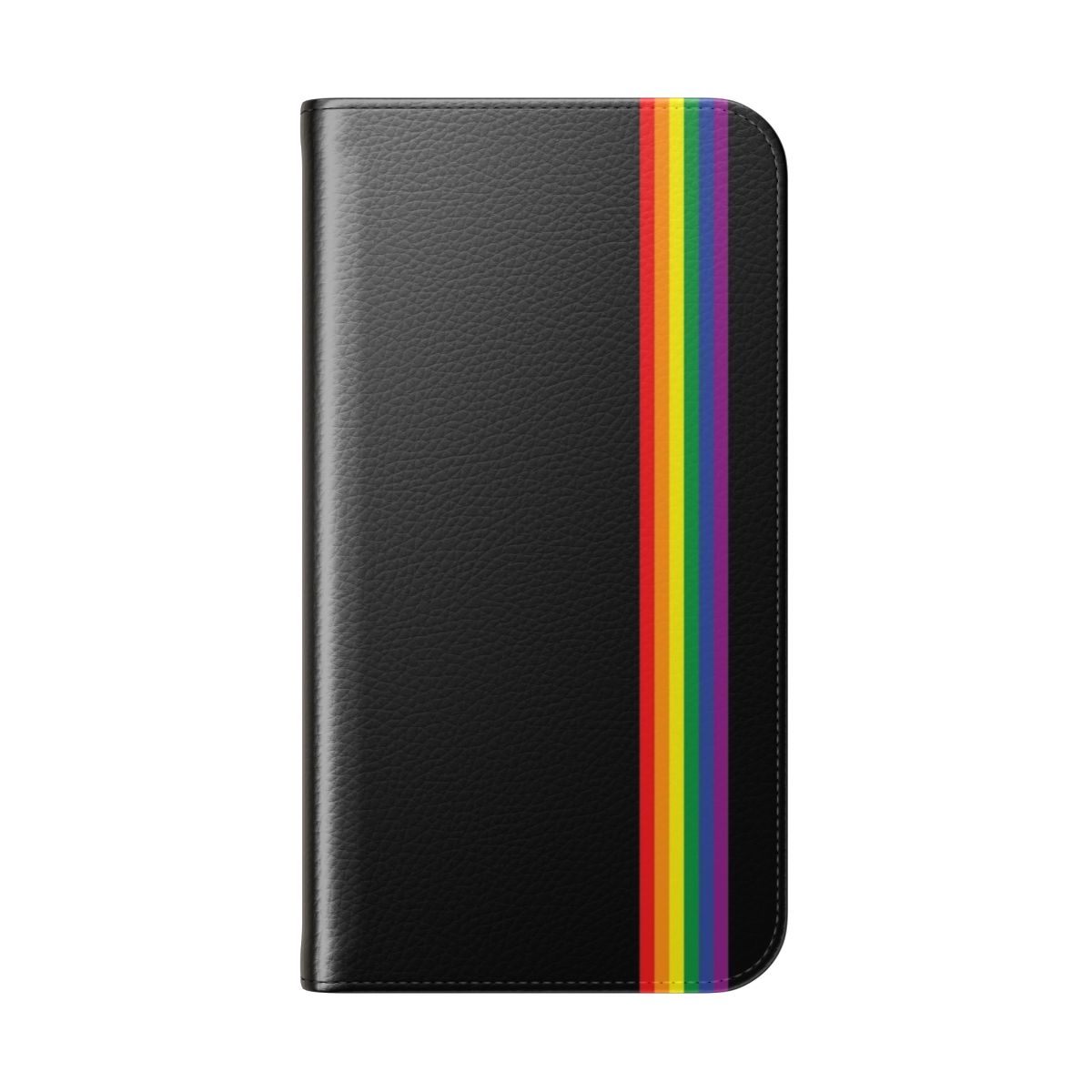 Vibrant LGBTQ+ pride flag phone case with flip cover design - Folded Back