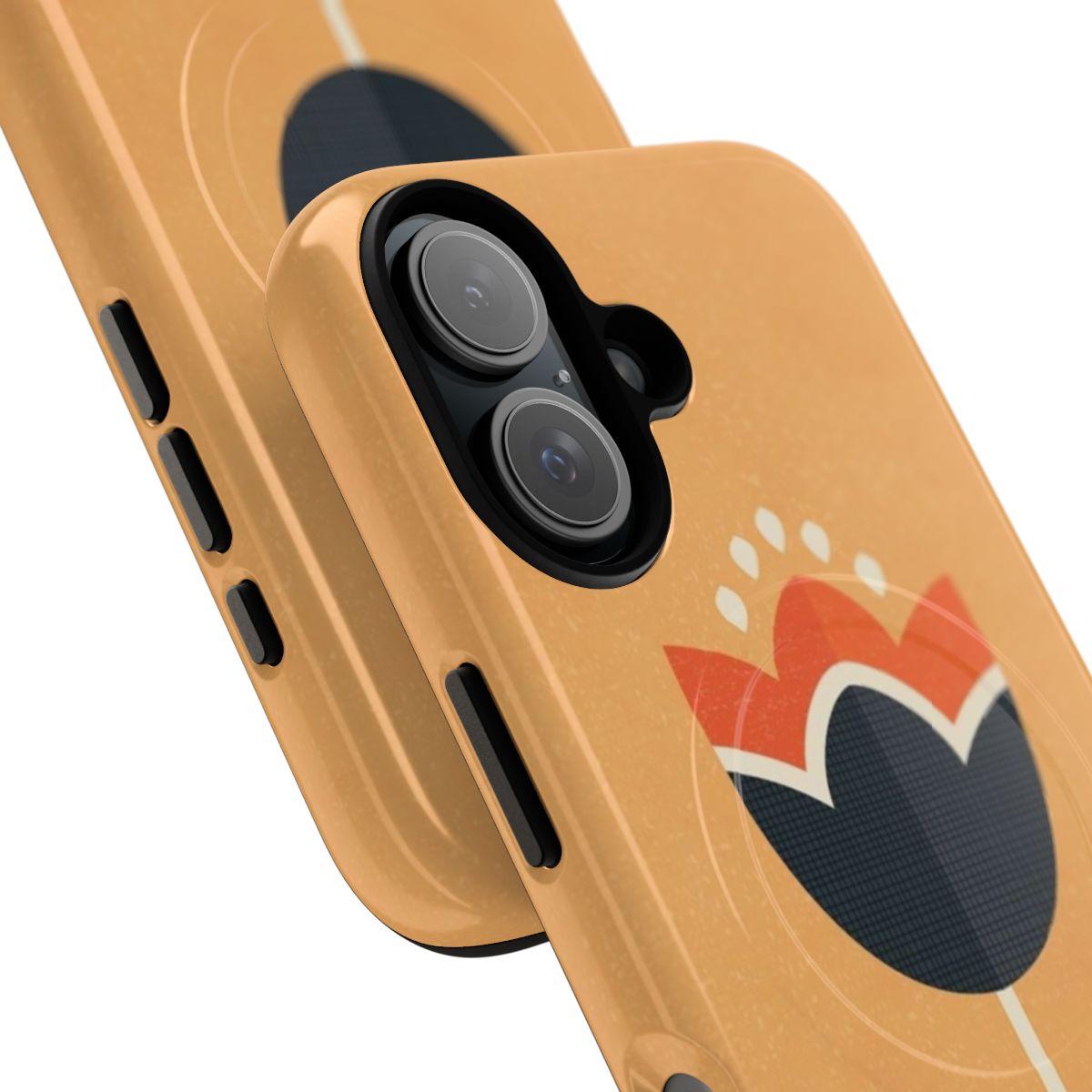 Retro floral pattern orange and cream phone case with vintage tulip design - Detail