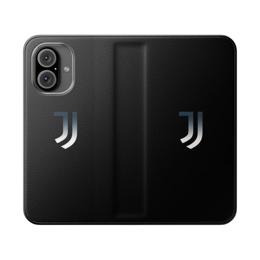 Juventus-inspired gradient logo printed on a stylish flip cover phone case