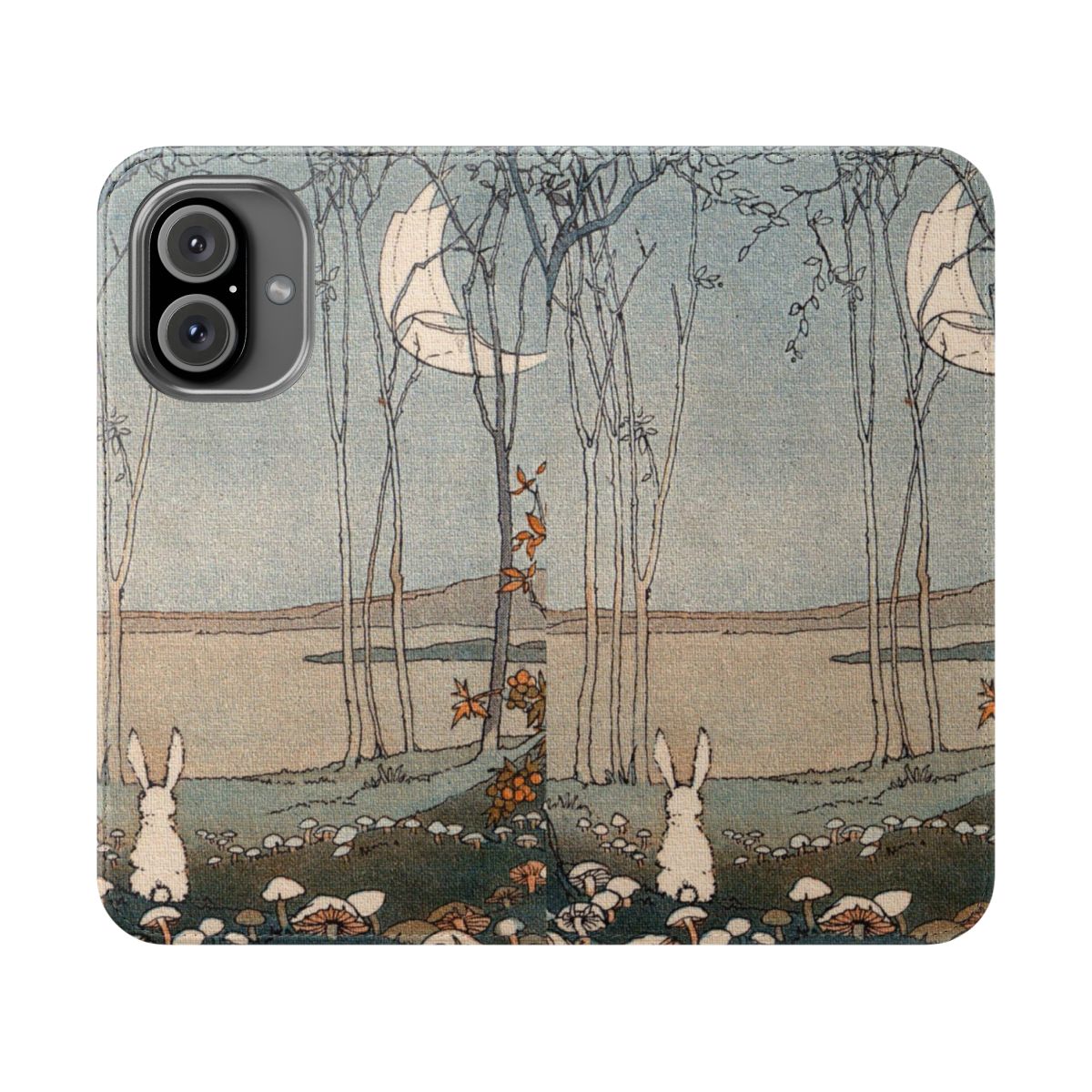 Whimsical phone case featuring a bunny and the night sky