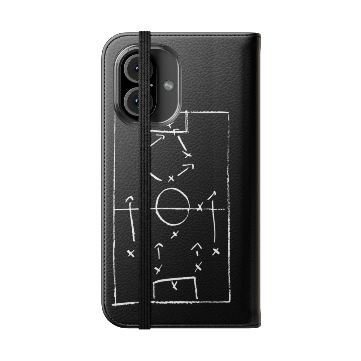 Flip cover phone case with soccer and football tactics design - Folded Front