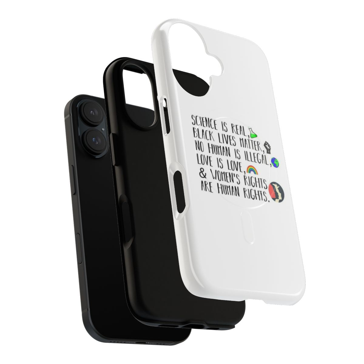 Magnetic tough phone case with progressive message and graphics - Layers