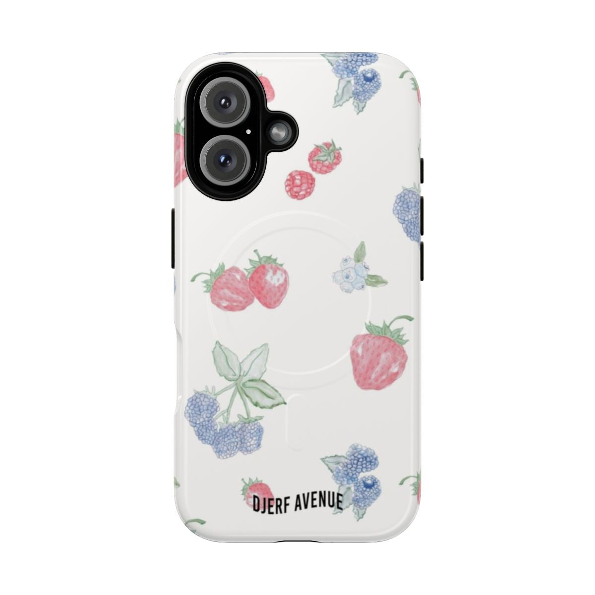 Summer berries print on a durable, magnetic phone case