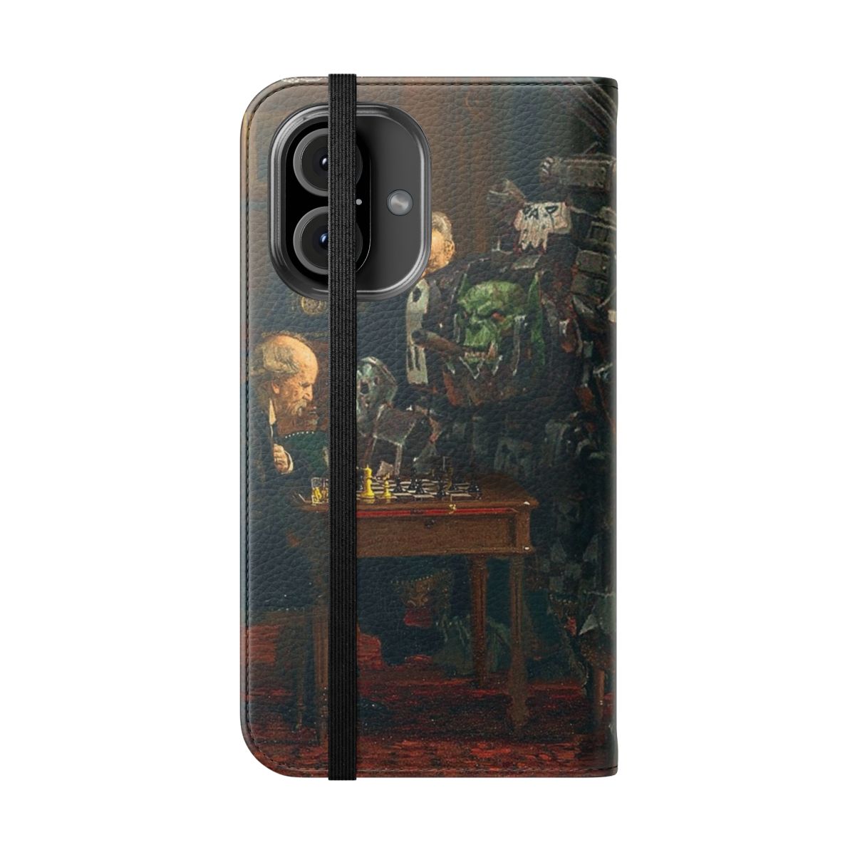 Ork-themed chess-inspired phone case with a photoshop edit design - Folded Front