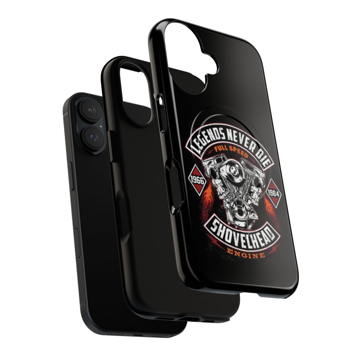 Tough, magnetic phone case with a vintage motorcycle design - Layers