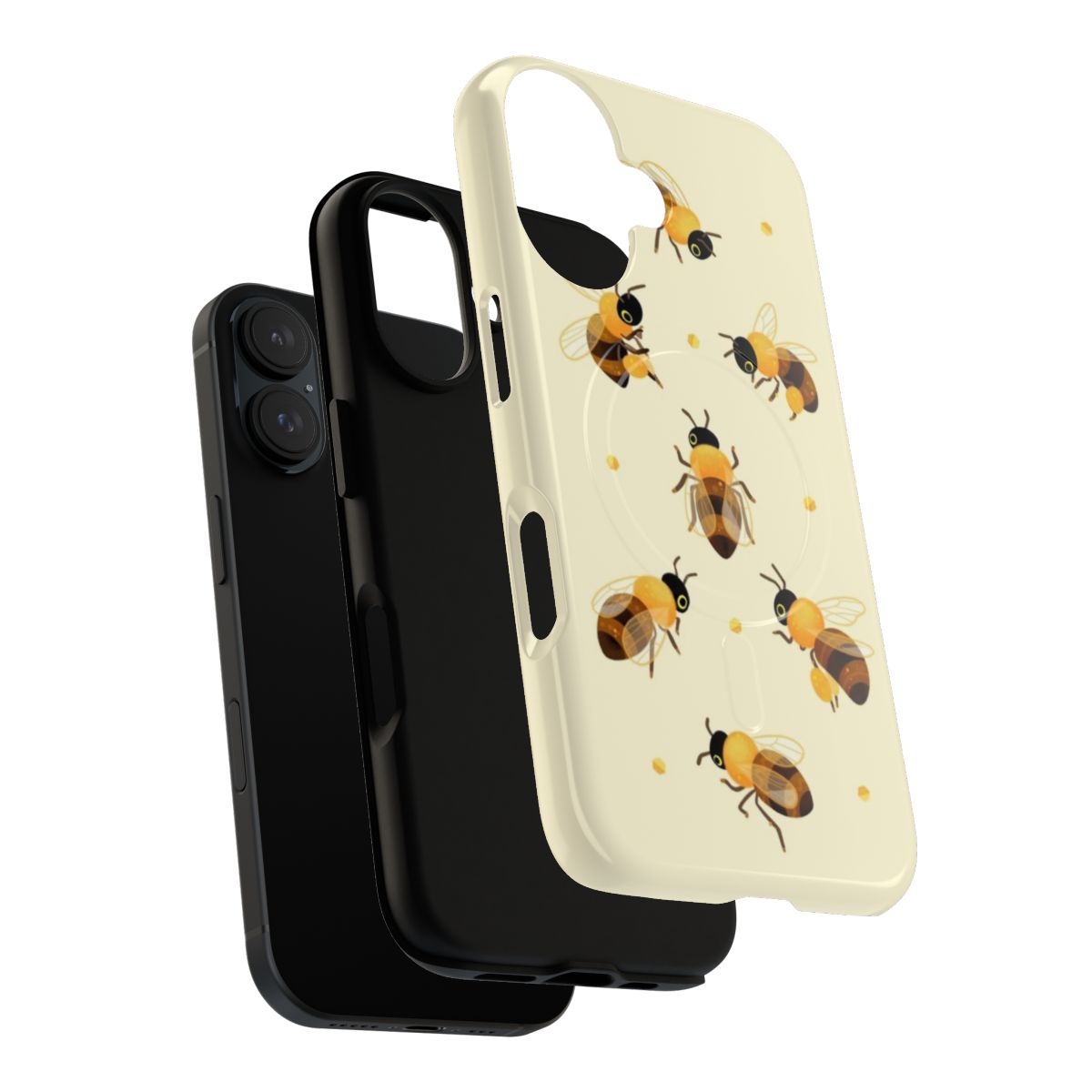 Honey bees magnetic protective phone case with a cottagecore design - Layers