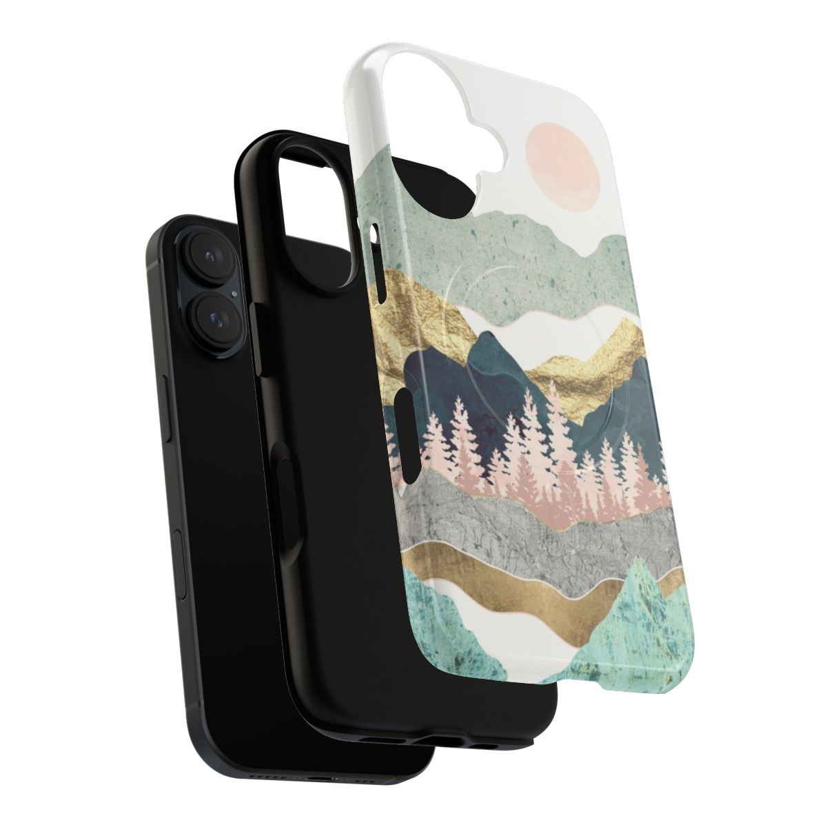 Colorful and modern phone case featuring a scenic summer vista landscape design - Layers