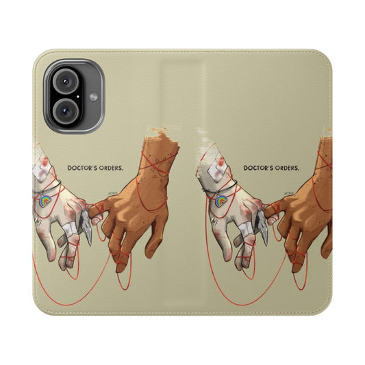 Soft and cozy Solangelo flip cover phone case featuring Nico di Angelo and Will Solace from the Percy Jackson universe.