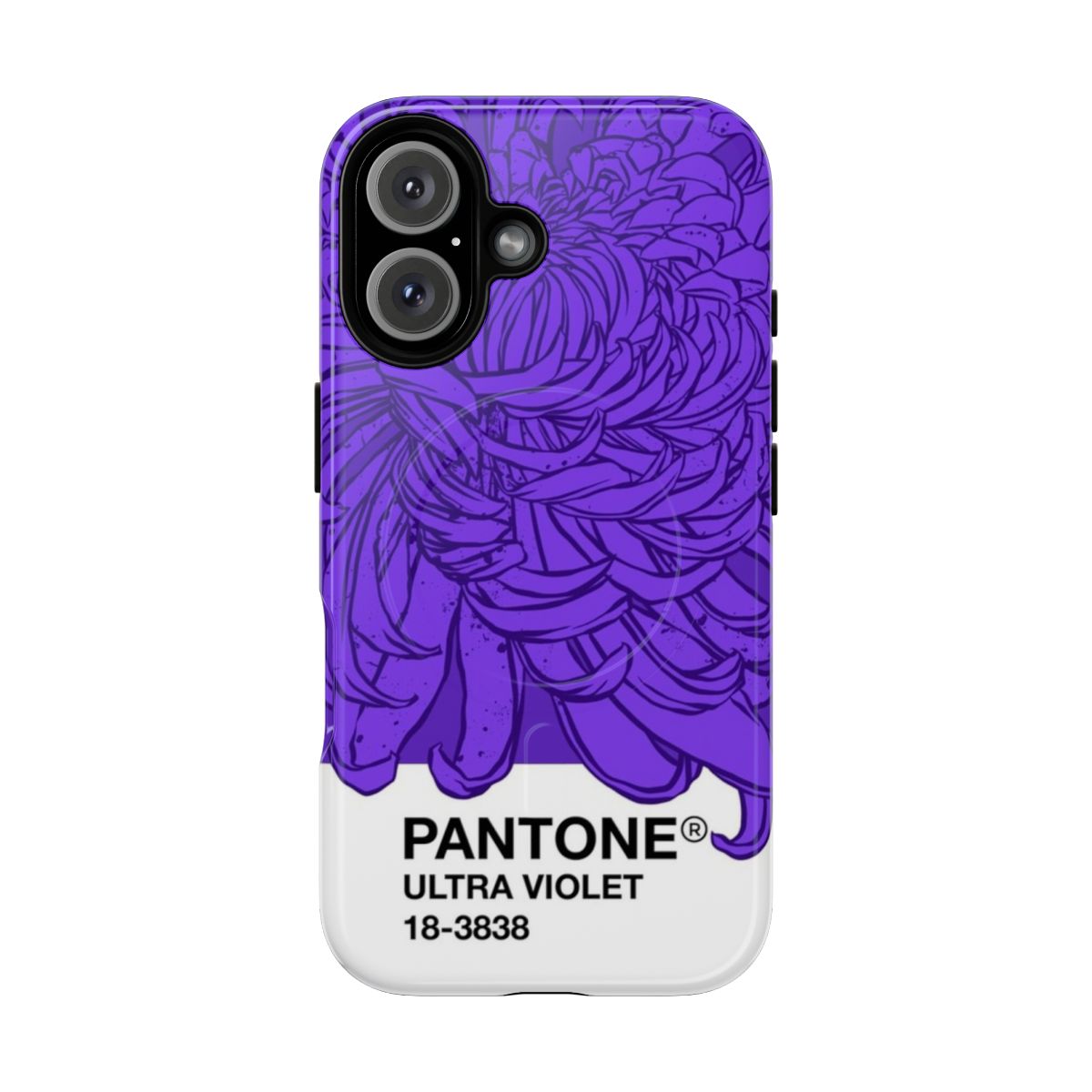 Vibrant Pantone Ultra Violet 2018 color themed phone case with floral and nature-inspired design