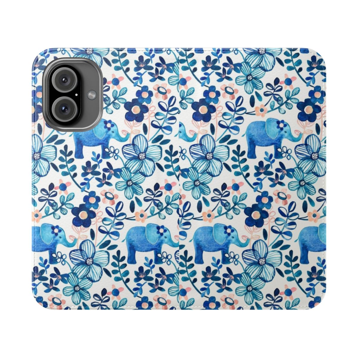 Watercolor elephant and floral pattern phone case