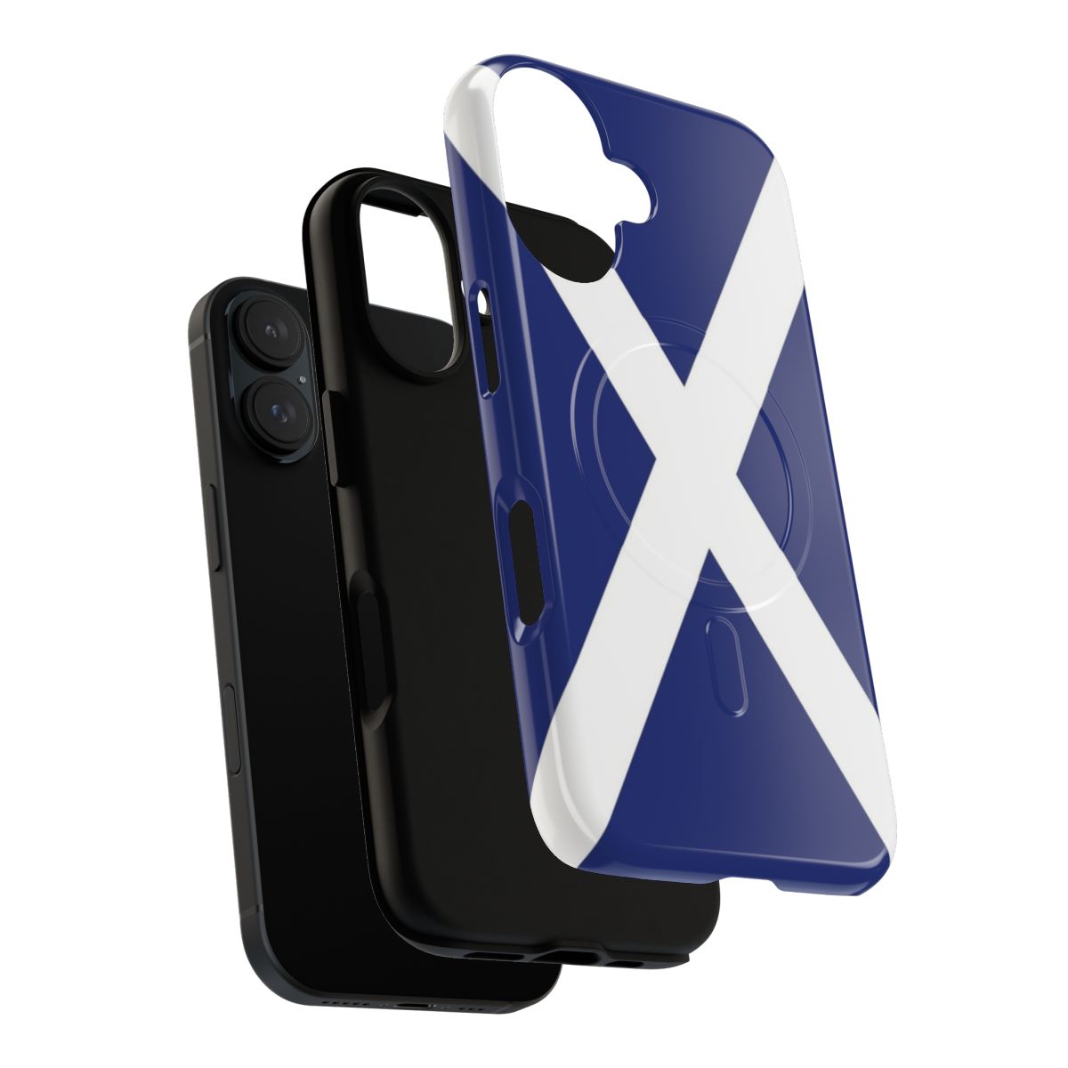 Vibrant Scotland flag phone case with magnetic closure and tough protection. - Layers