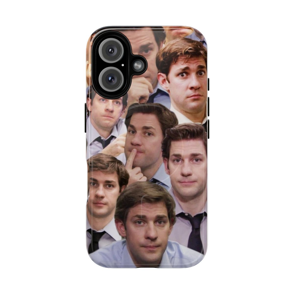 Collage-inspired phone case with images of Jim Halpert from The Office TV show